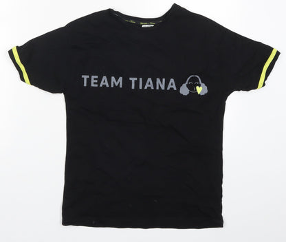 George Girls Black   Basic T-Shirt Size 9-10 Years  - Team Tiana