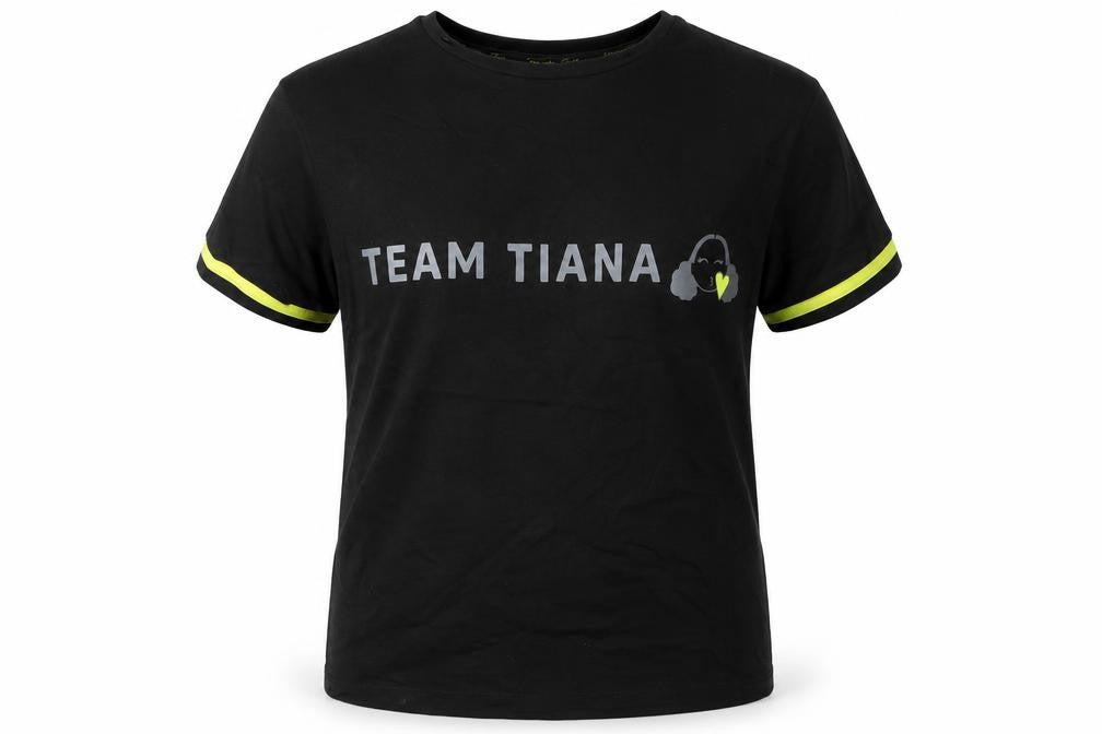 Front view of George girls’ black basic t-shirt, size 9-10, years - team tiana