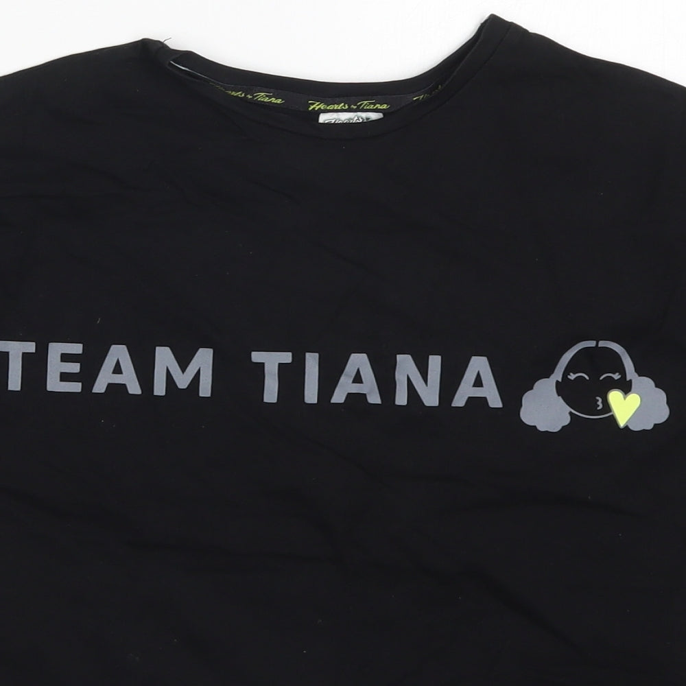 George Girls Black   Basic T-Shirt Size 9-10 Years  - Team Tiana