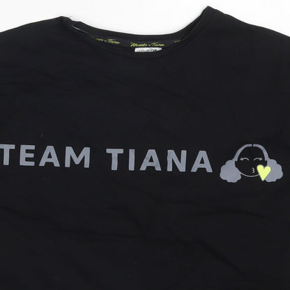 George Girls Black   Basic T-Shirt Size 9-10 Years  - Team Tiana
