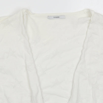 George Womens White  Knit Cardigan Jumper Size 10  - Stars