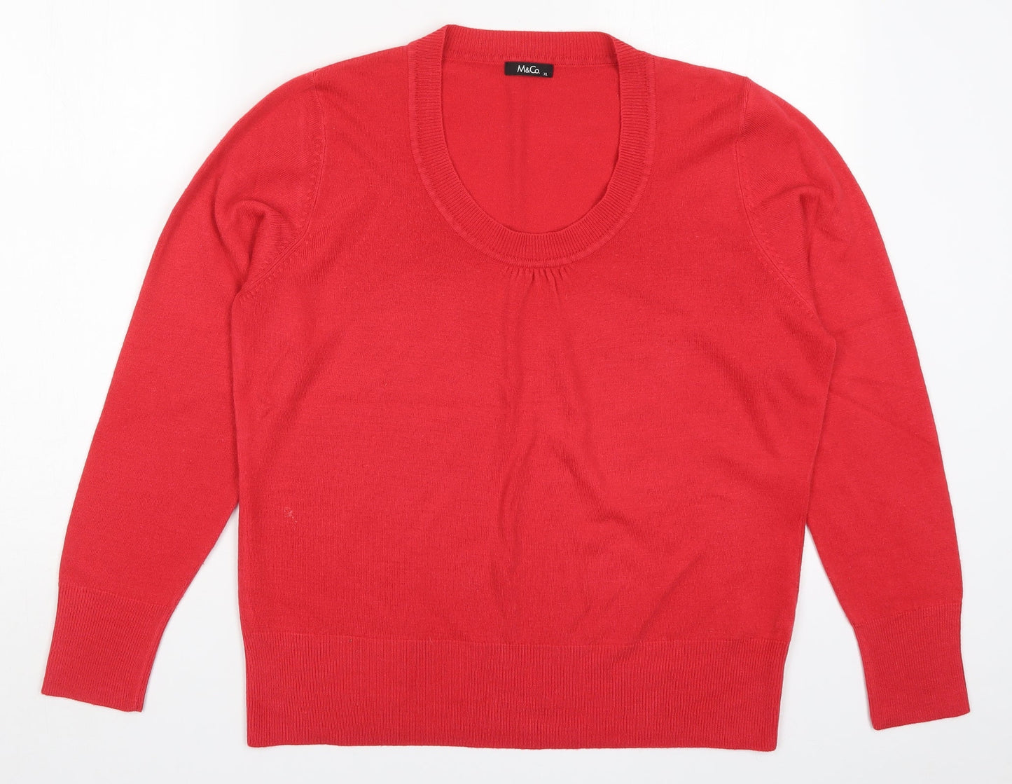 Womens UK Size XL M&Co Red Pullover Jumper
