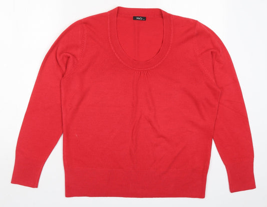 Womens UK Size XL M&Co Red Pullover Jumper
