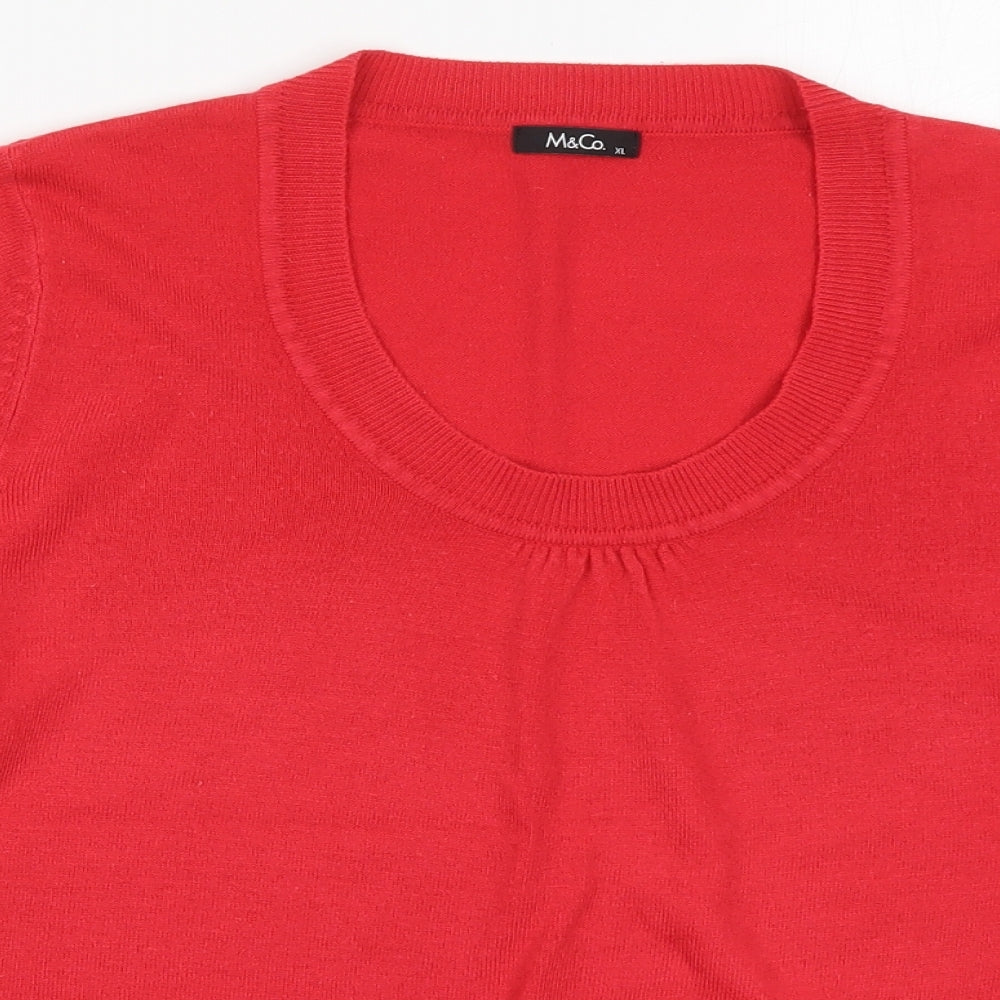 Womens UK Size XL M&Co Red Pullover Jumper