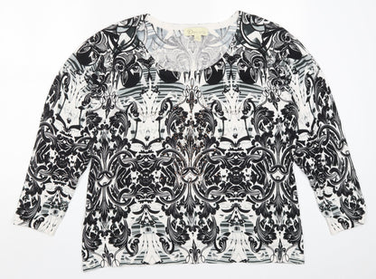 Additional front view of Decathlon women’s black geometric knit jumper, size 2XL, - batik