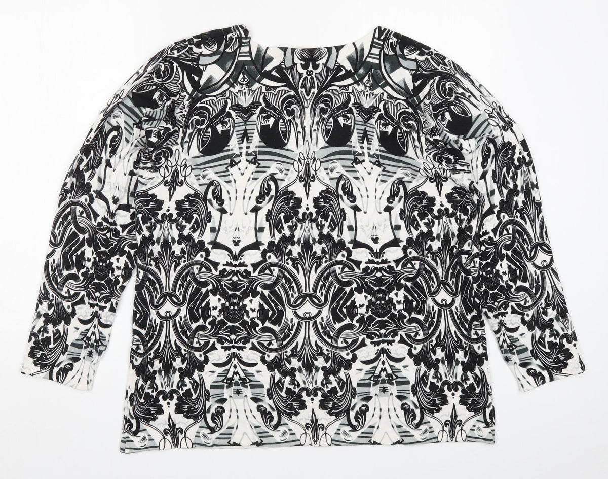 Back view of Decathlon women’s black geometric knit jumper, size 2XL, - batik