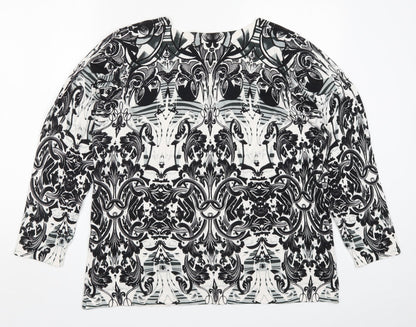 Back view of Decathlon women’s black geometric knit jumper, size 2XL, - batik