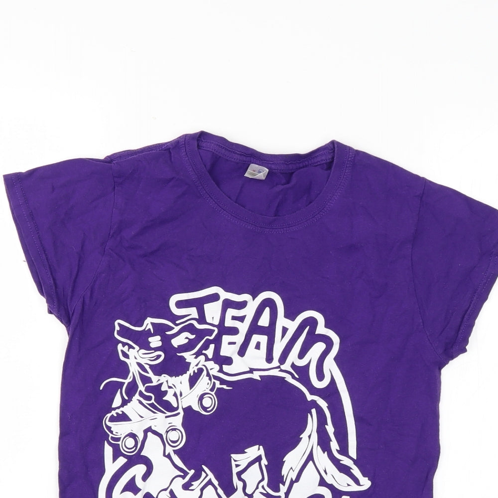 Womens UK Size S Gildan Purple Basic T-Shirt