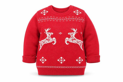 Front view of Marks & Spencer Baby Red Geometric jumper, size 9-12, Months