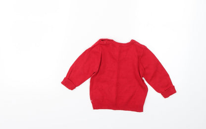 Marks and Spencer Baby Red Geometric  Pullover Jumper Size 9-12 Months