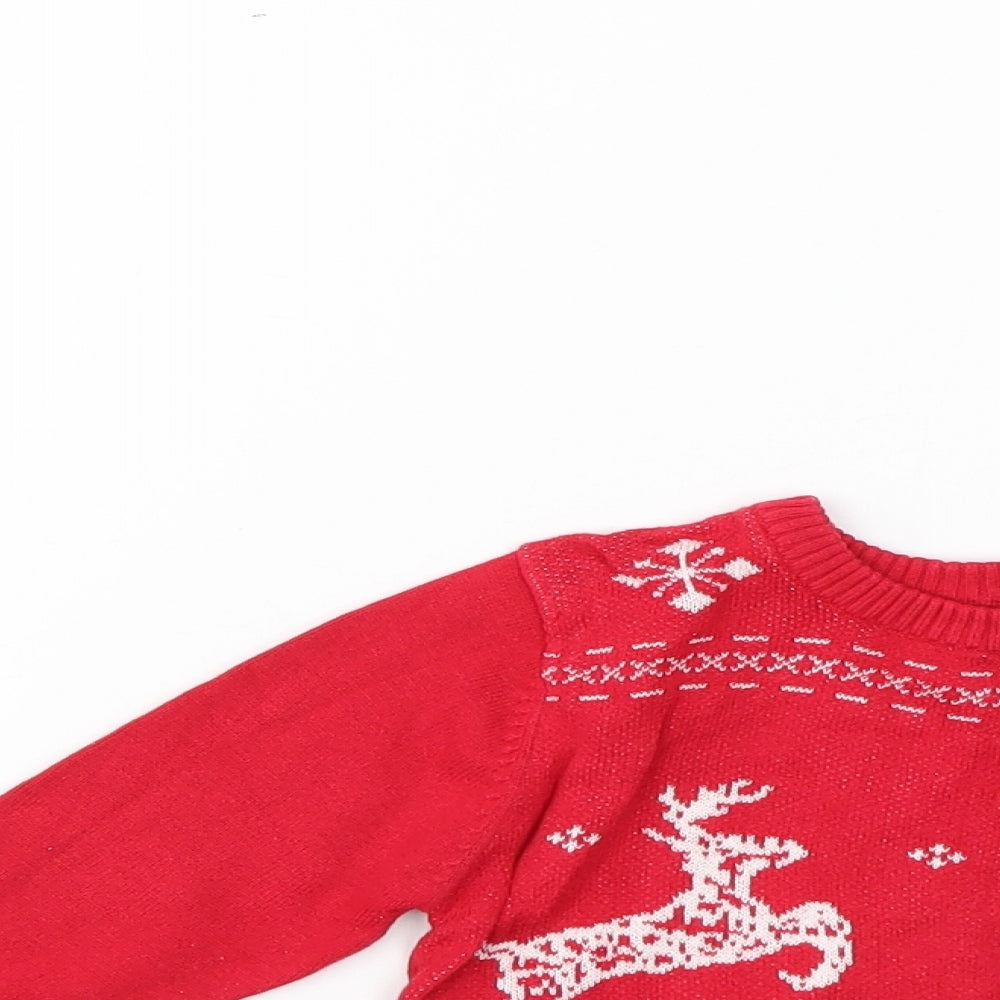 Marks and Spencer Baby Red Geometric  Pullover Jumper Size 9-12 Months