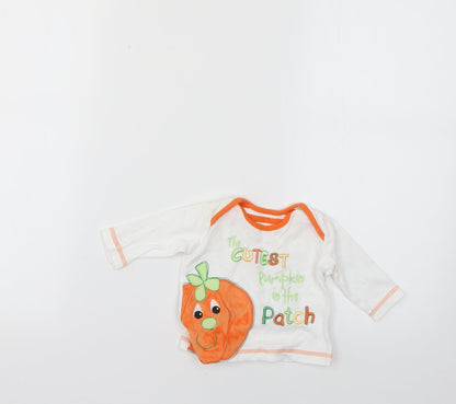 Additional front view of George Baby White Geometric Basic T-Shirt, size 0-3, Months