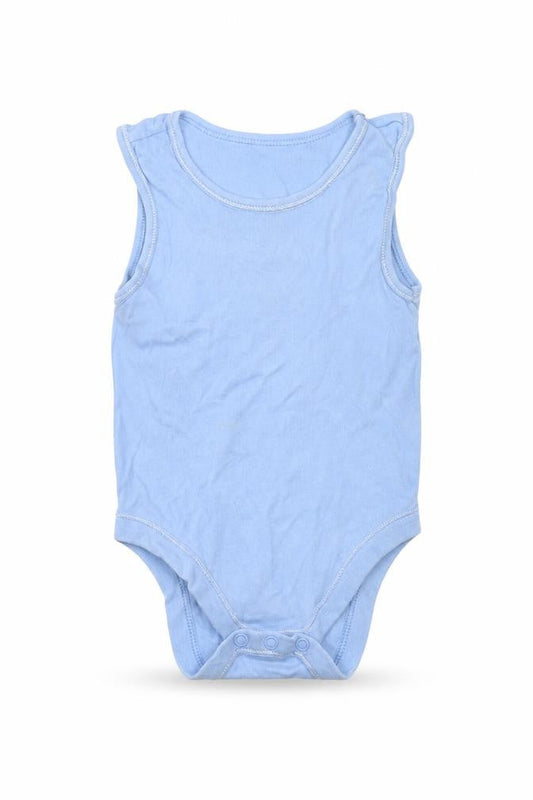 Front view of George Baby Blue Babygrow One-Piece, size 9-12, Months
