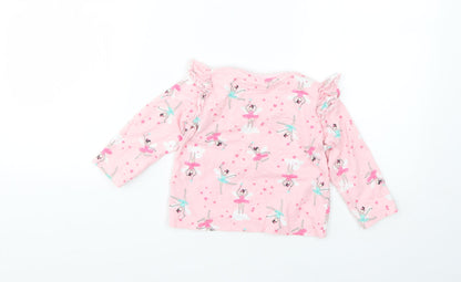 Matalan Baby Pink Floral  Basic T-Shirt Size 12 Months