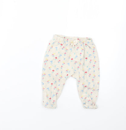 TU Baby Beige Floral  Cropped Trousers Size 6-9 Months