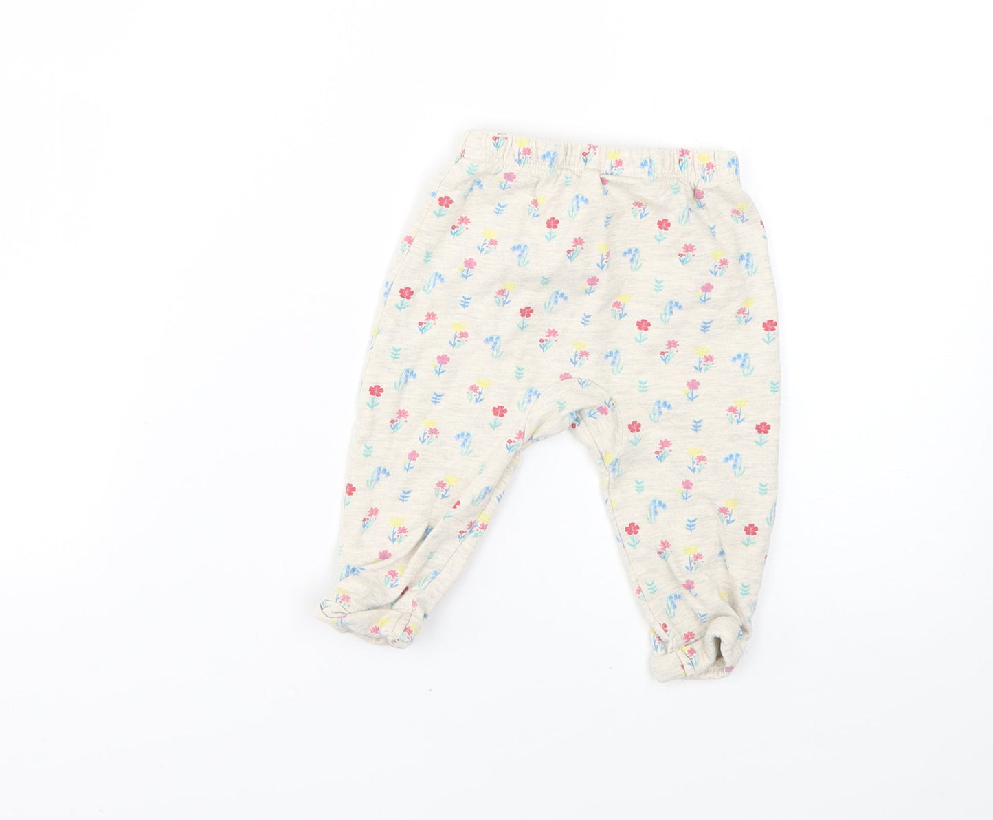 TU Baby Beige Floral  Cropped Trousers Size 6-9 Months