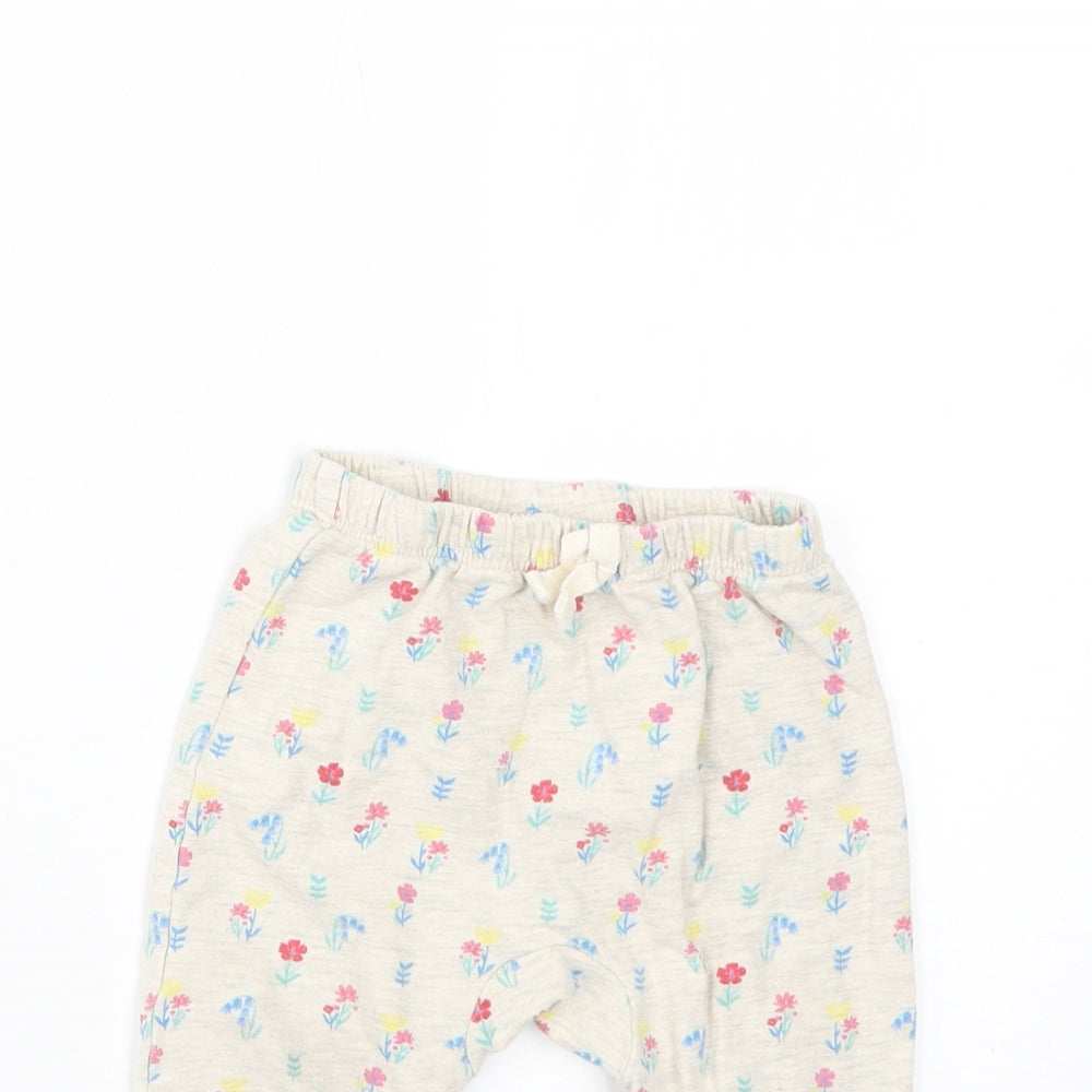 TU Baby Beige Floral  Cropped Trousers Size 6-9 Months