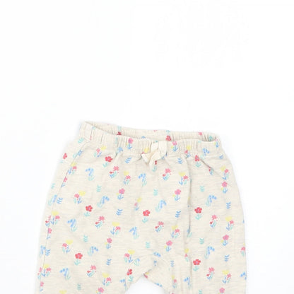 TU Baby Beige Floral  Cropped Trousers Size 6-9 Months