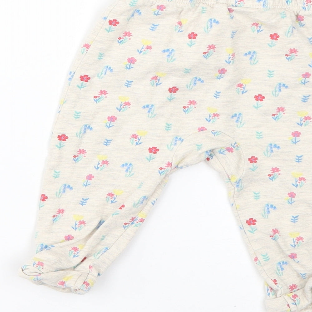 TU Baby Beige Floral  Cropped Trousers Size 6-9 Months