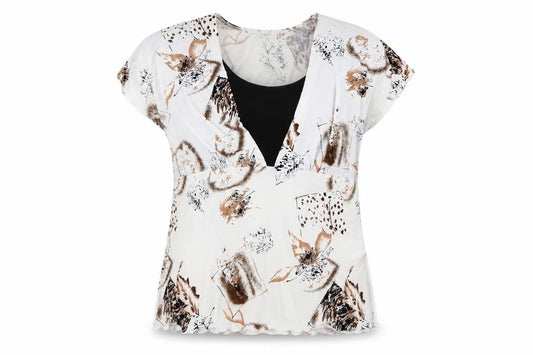 Front view of Saloos women’s multicoloured floral basic blouse, size L