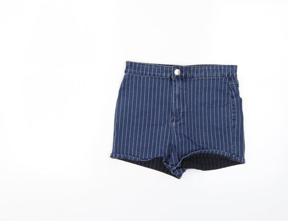 Denim & Co. Womens Blue Striped  Chino Shorts Size 10