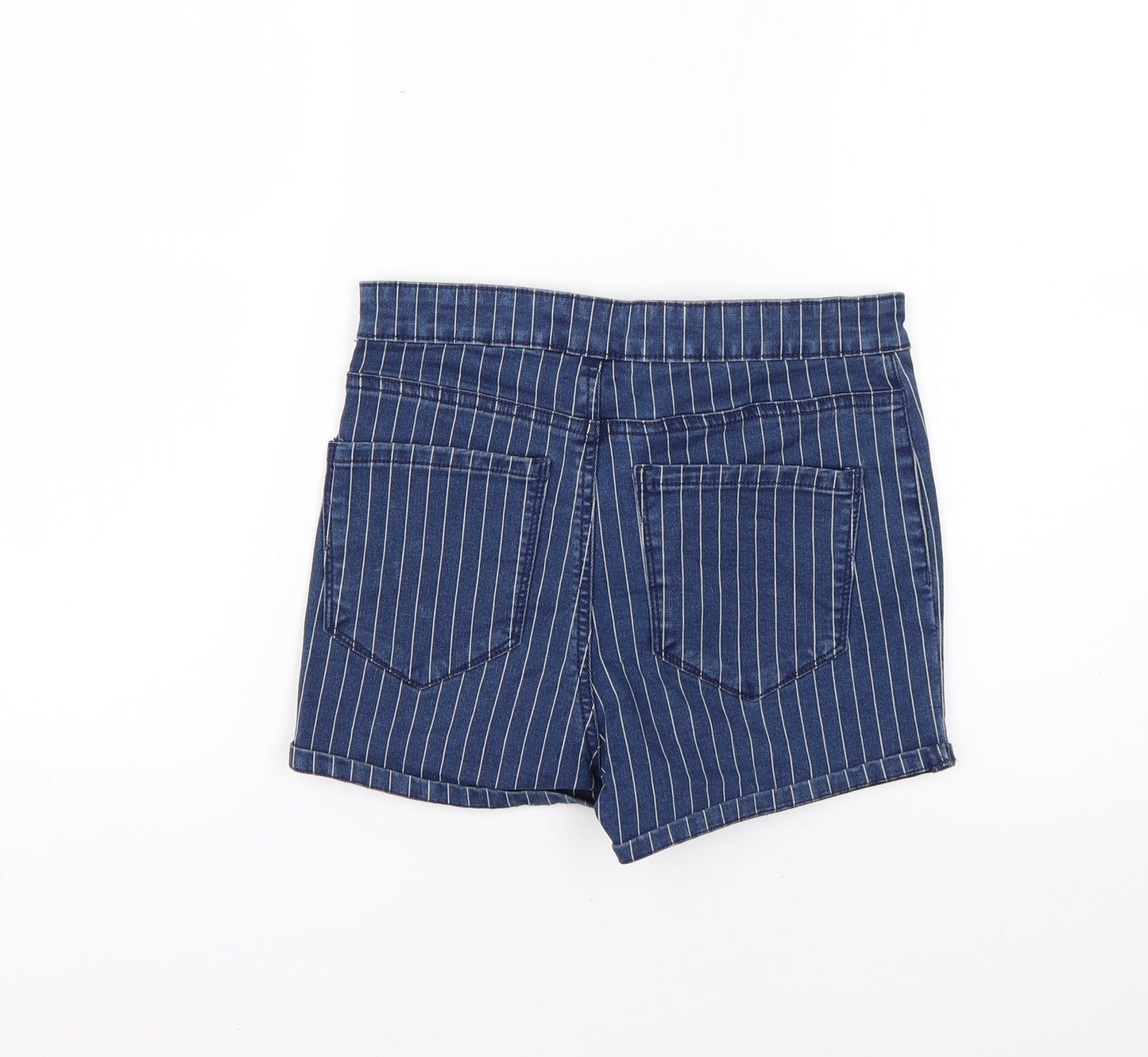 Denim & Co. Womens Blue Striped  Chino Shorts Size 10