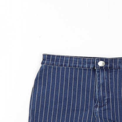 Denim & Co. Womens Blue Striped  Chino Shorts Size 10