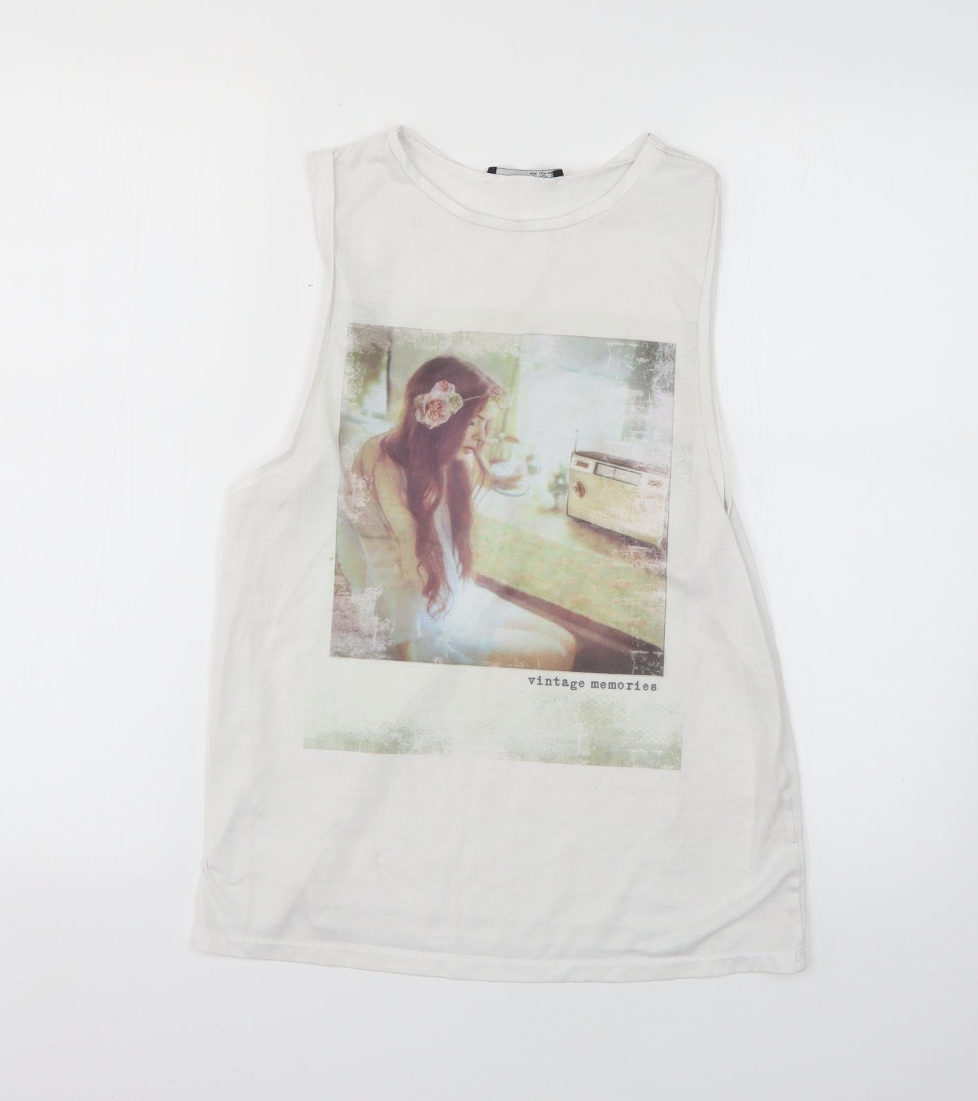 Womens UK Size 10 Atmosphere White Basic T-Shirt