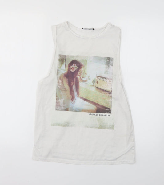 Womens UK Size 10 Atmosphere White Basic T-Shirt