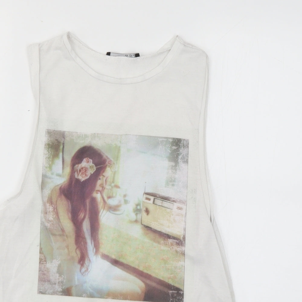 Womens UK Size 10 Atmosphere White Basic T-Shirt