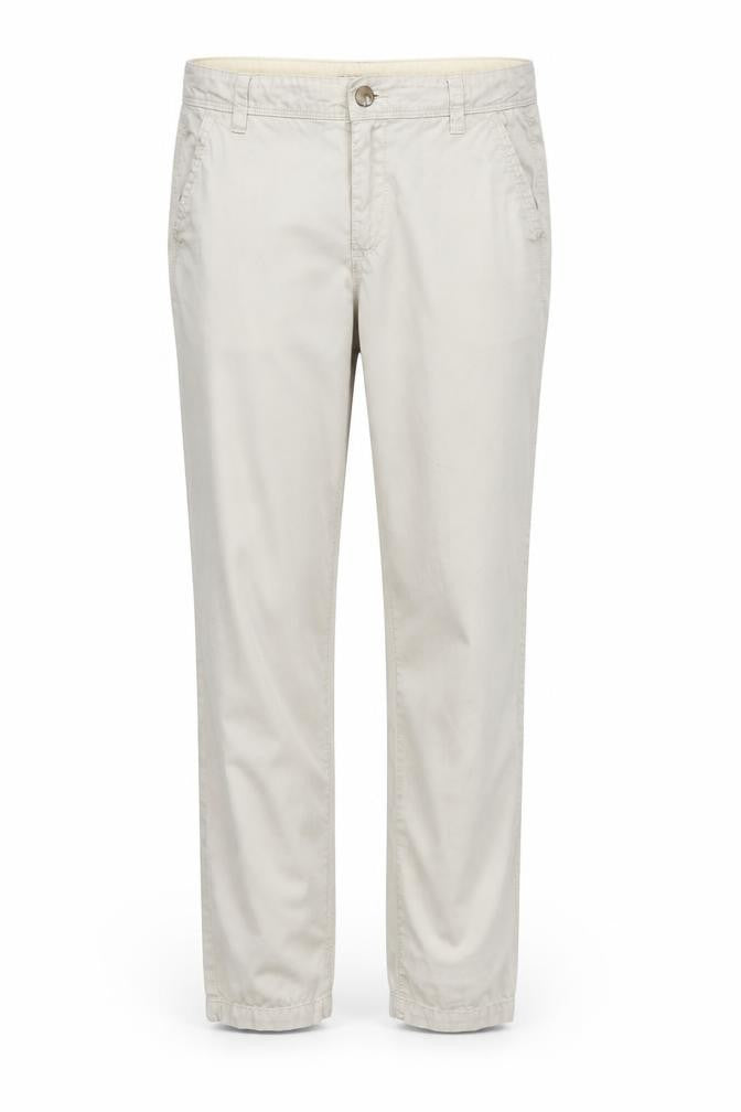 Front view of Marks & Spencer women’s beige trousers, size UK 10, 28-inch leg
