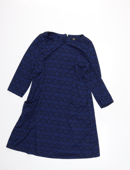 Wallis Womens Blue Geometric  Fit & Flare  Size 10