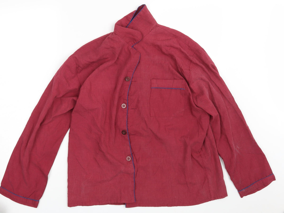Additional front view of Harvey James men’s red pyjama top, size M