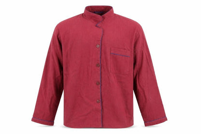 Front view of Harvey James men’s red pyjama top, size M