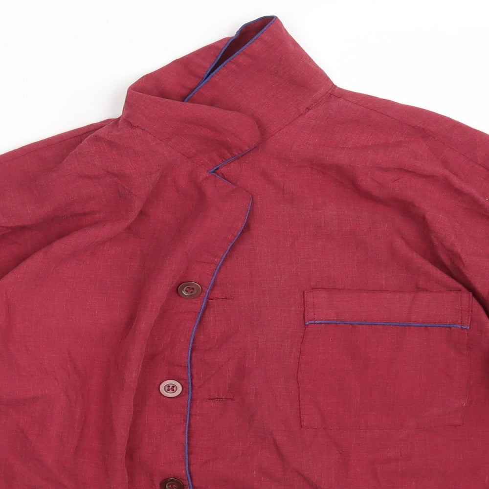 Close-up detail of Harvey James men’s red pyjama top, size M