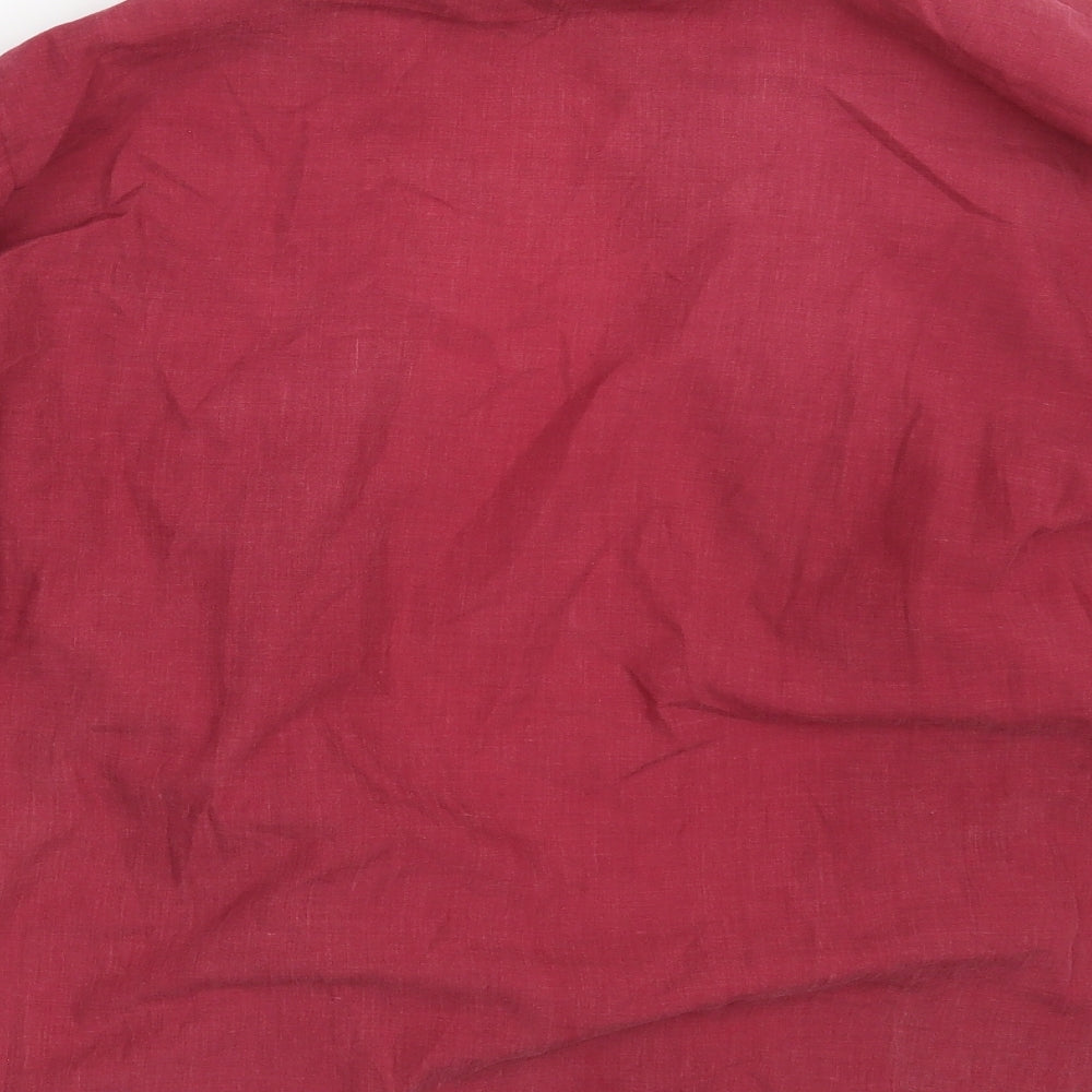 Brand and care label for Harvey James men’s red pyjama top, size M