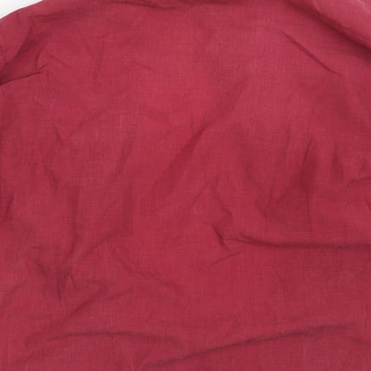 Brand and care label for Harvey James men’s red pyjama top, size M