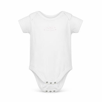 Front view of Matalan girls’ white romper one-piece, size 12-18, months
