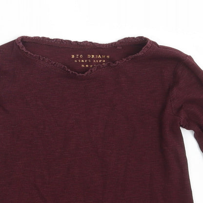 Close-up detail of Next girls’ purple pullover sweatshirt, size 7, years