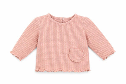 Front view of Matalan girls’ pink basic t-shirt, size 0-3, months