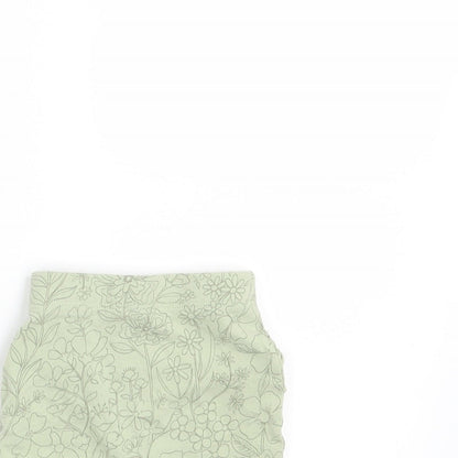 George Girls Green Floral  Jogger Leggings Size 0-3 Months  - Waist 14in; Inside  leg 5in