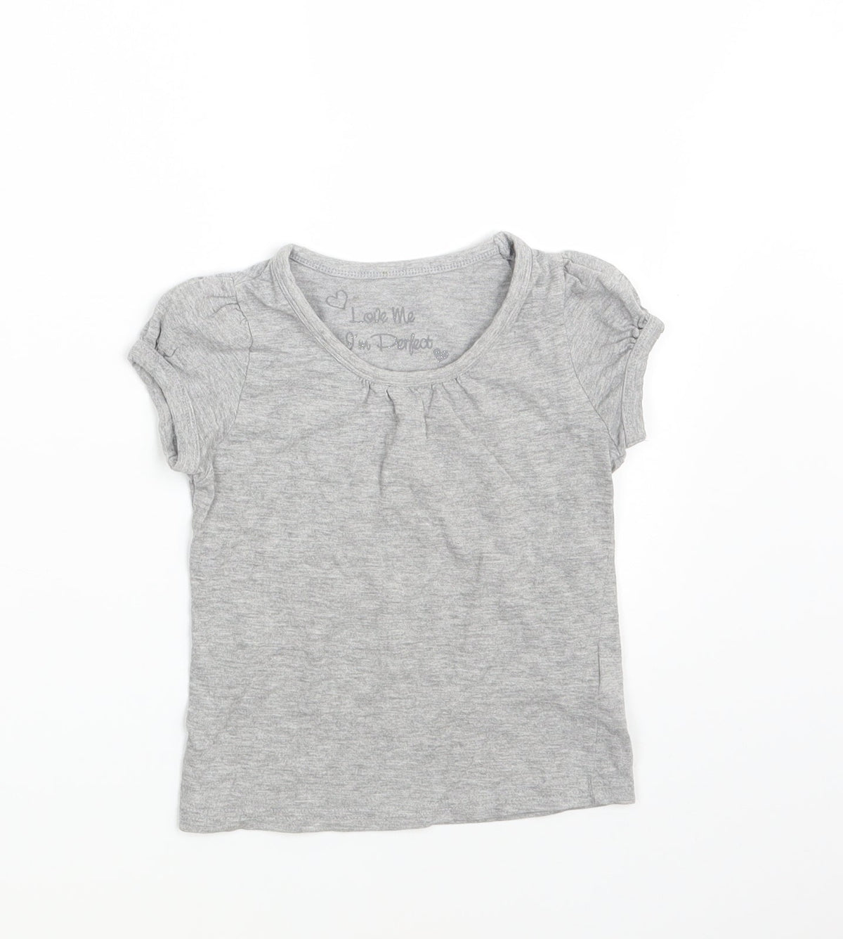 Additional front view of Matalan girls’ grey basic t-shirt, size 4-5, years
