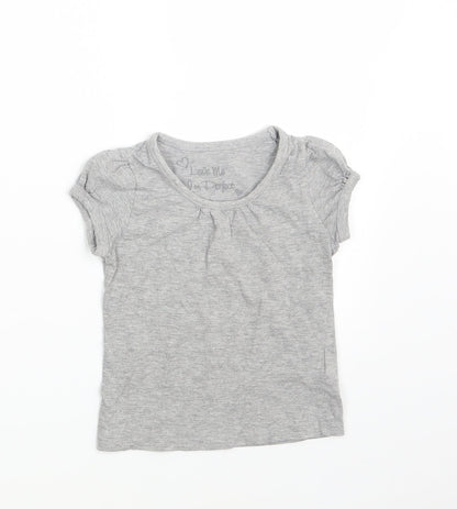 Additional front view of Matalan girls’ grey basic t-shirt, size 4-5, years
