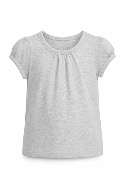 Front view of Matalan girls’ grey basic t-shirt, size 4-5, years
