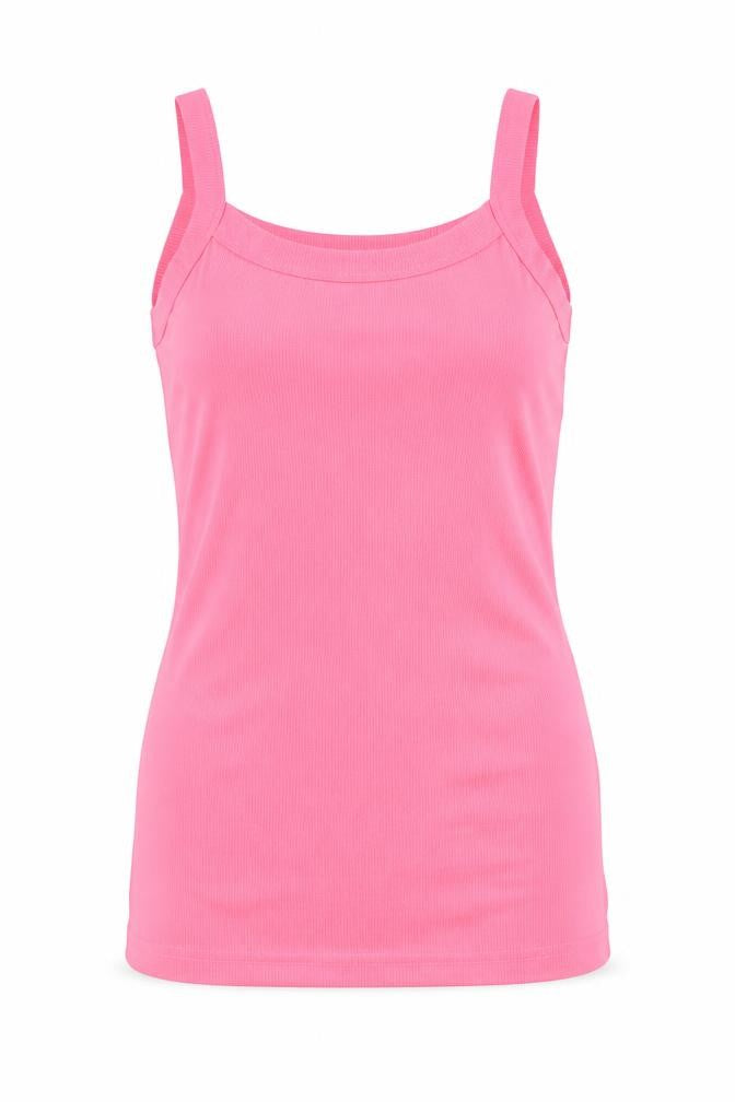 Front view of US Apparels women’s orange basic tank, size M