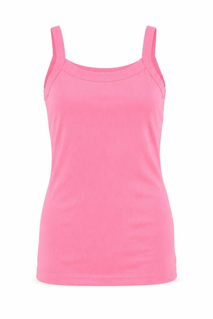 Front view of US Apparels women’s orange basic tank, size M