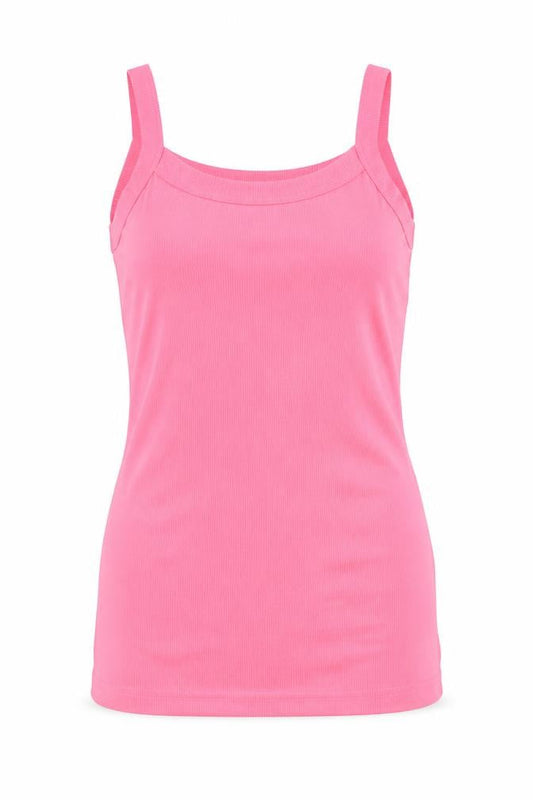 Front view of US Apparels women’s orange basic tank, size M