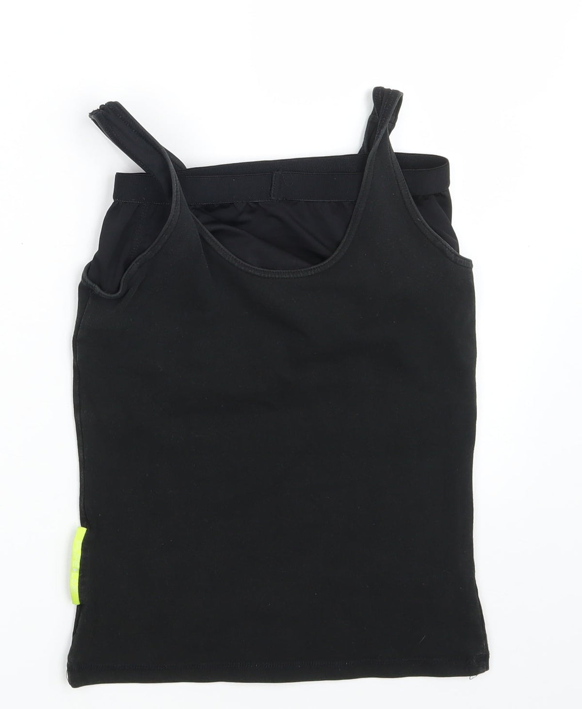 Additional front view of PURE LIME women’s black cropped tank, size S