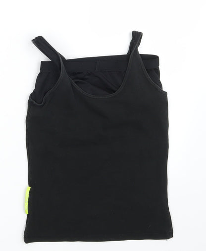 Additional front view of PURE LIME women’s black cropped tank, size S