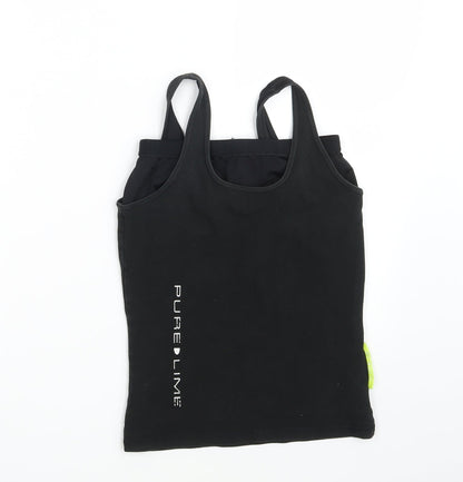 Back view of PURE LIME women’s black cropped tank, size S